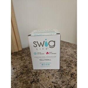 NIB Swig Life Stainless Steel Stemless Wine Cup Metallic Shimmer Rose Gold 12oz